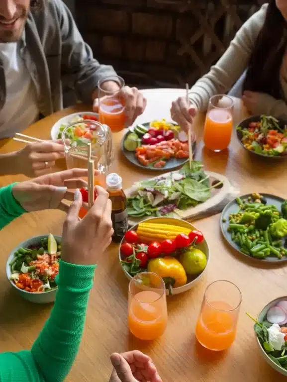almoço refeição alimento colorido saudável