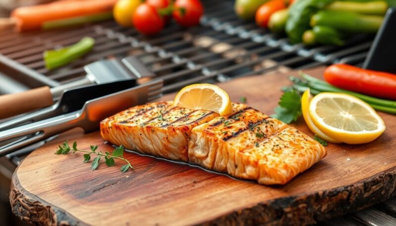 Técnicas de grelhar salmão