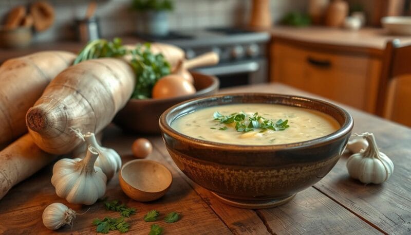 caldo de mandioca cremoso