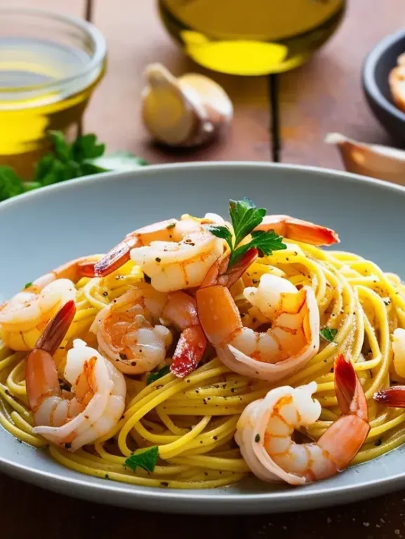 Espaguete ao Alho e Óleo com Camarão