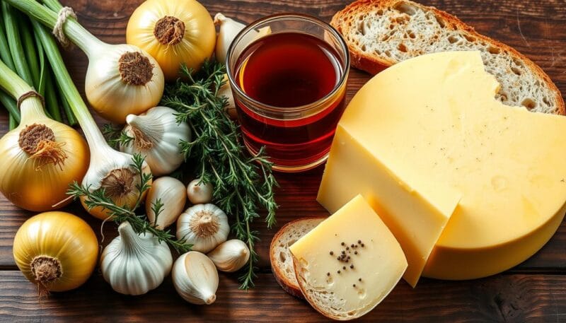 Ingredientes para sopa de cebola