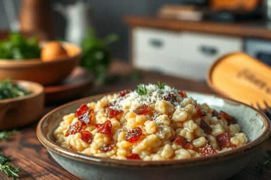 risoto, bacon, parmesão