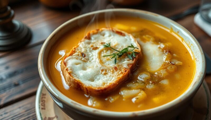 sopa de cebola gratinada